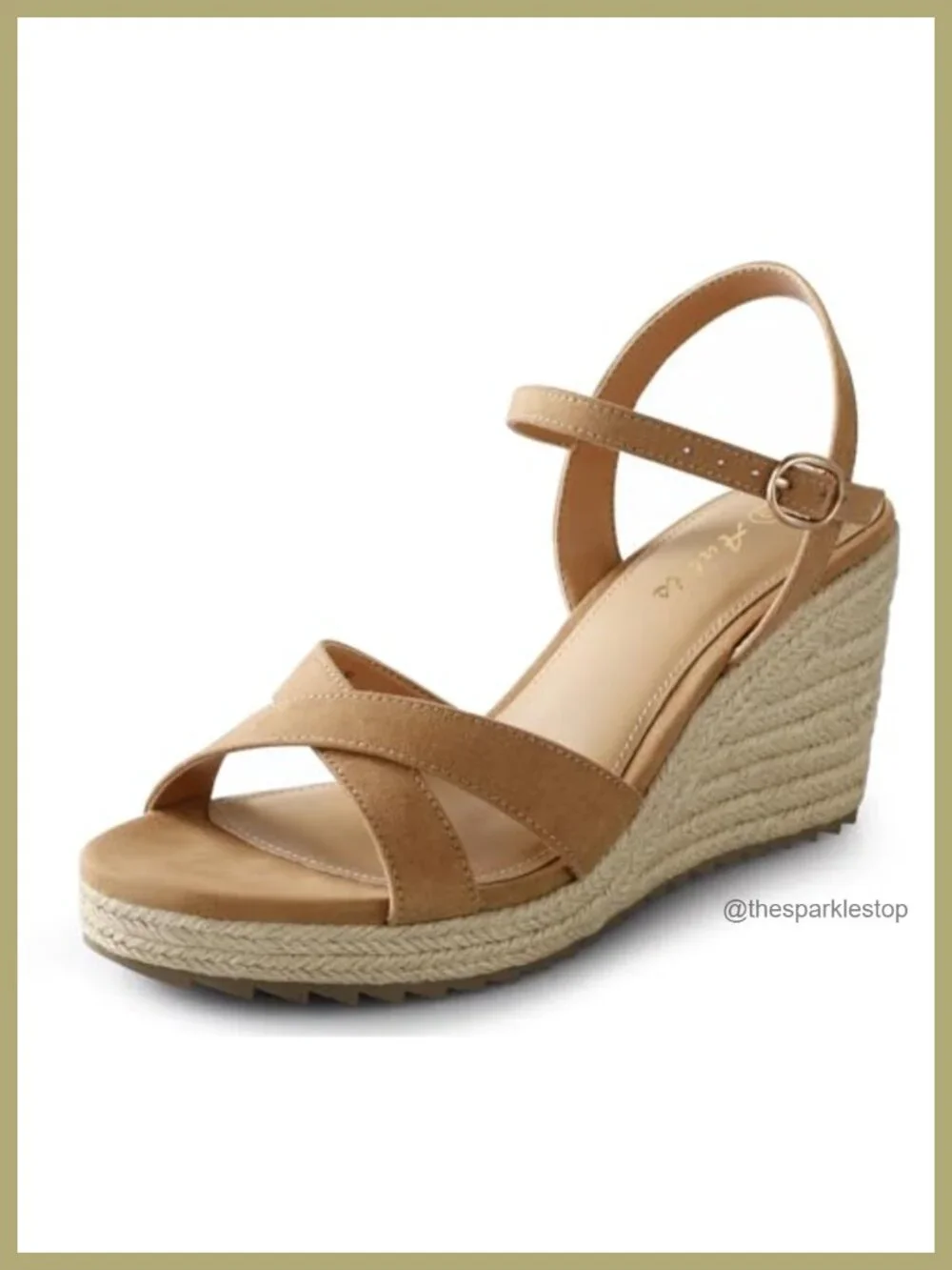 Womens Espadrille Wedge Sandals Open Toe Ankle Strap High Heel PU Wedges